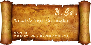 Matulányi Csinszka névjegykártya